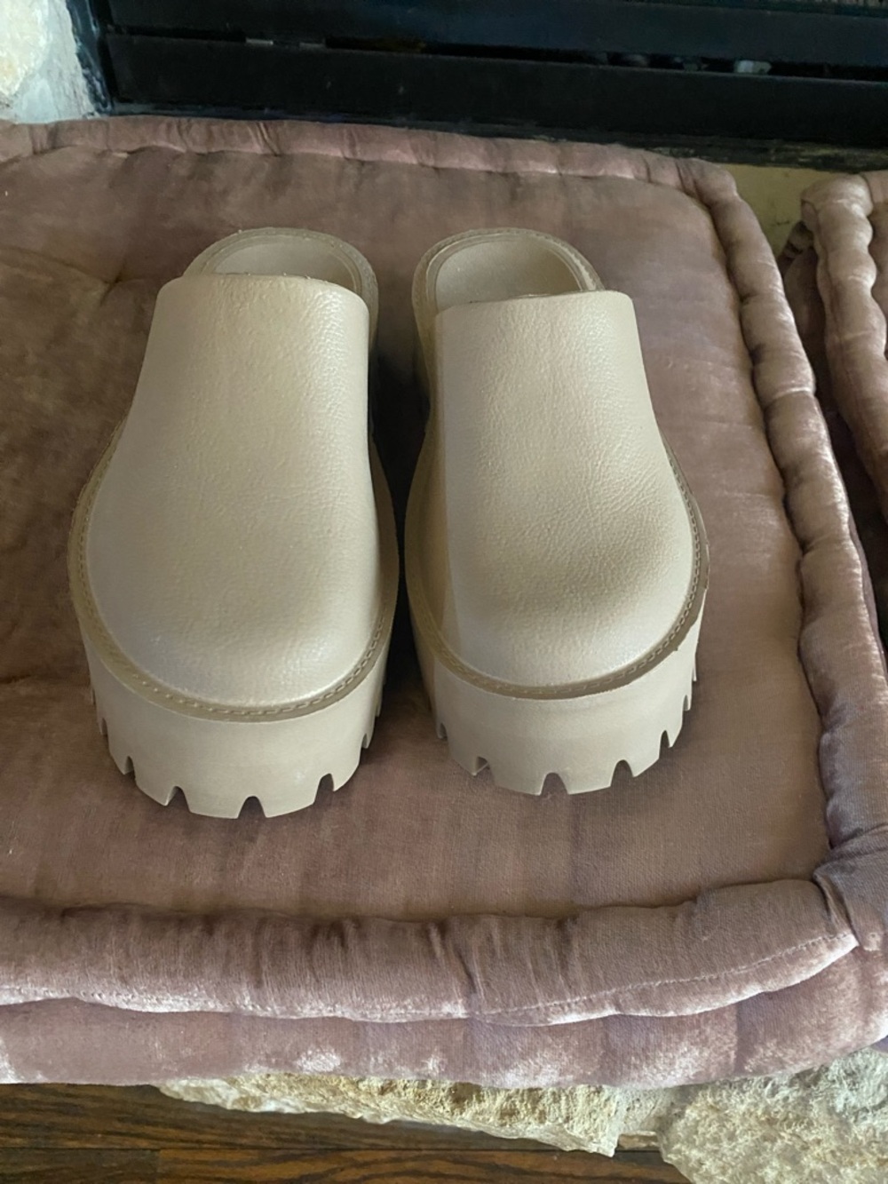 Jeffrey Campbell Beige Platform Mule Clogs
